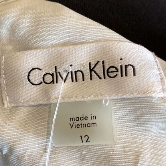 Calvin Klein Size 12 Sleeveless Shift Dress Black Floral Laser Cut Details - Picture 6 of 8